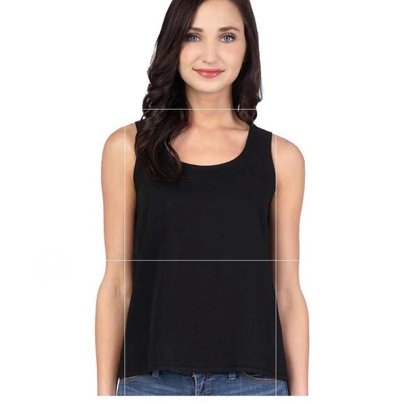 Tianello Tencel Crop Top Small Black T-816-BLK-S side slit breathable scoop neck - Picture 1 of 9
